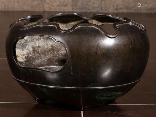 A COPPER CAST HOLLOW CENSER