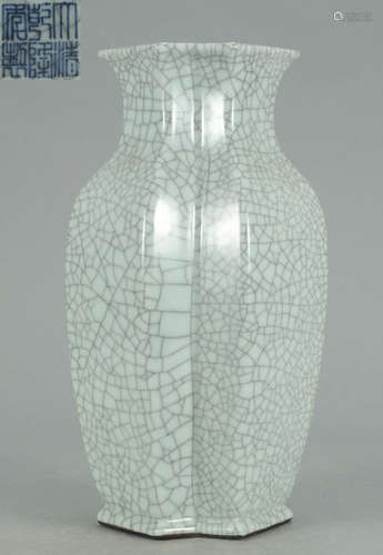 A GE GLAZE FLAT VASE