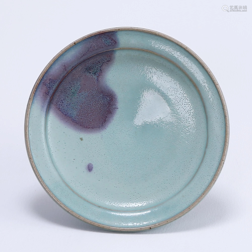 Jun kiln moon white glazed red spot plate