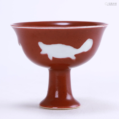 Daming Xuande Years Ji red glaze white fish pattern