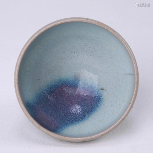 Jun kiln moon white glaze purple spot small cup