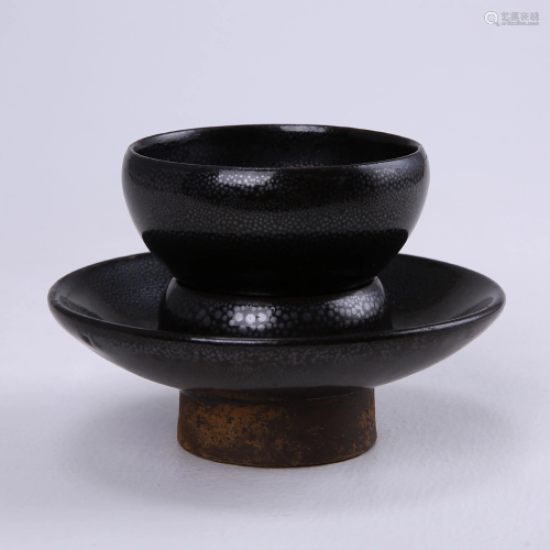 Shanxi Huairen kiln black glaze oil drip lamp an…