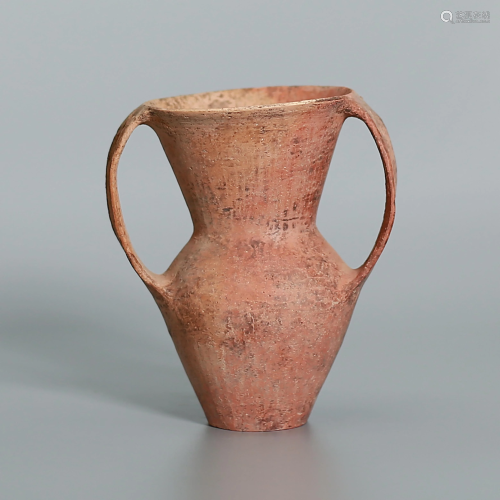 Qijia Culture Red Pottery Binaural Cup