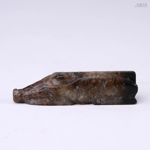 Hetian white jade oil-carved handle