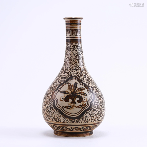 Jizhou kiln roll straw pattern flask