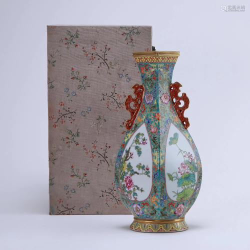 Qianlong Reign enamel vase with four seasons flowers