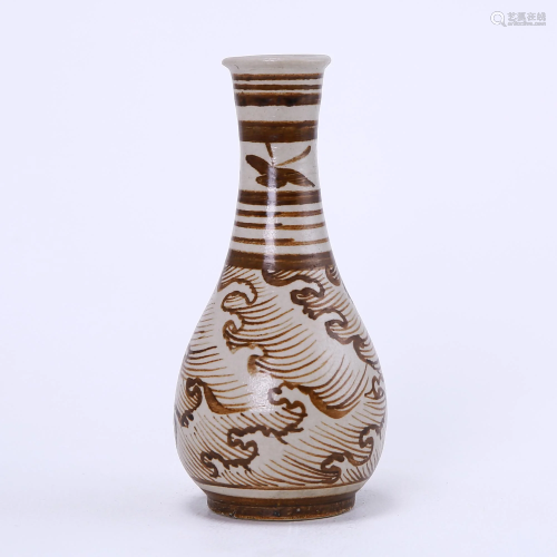 Jizhou kiln white ground brown sea water patt…