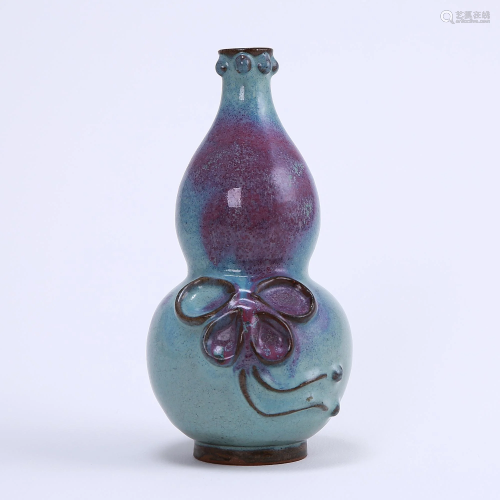 Jun kiln celadon red spot gourd bottle