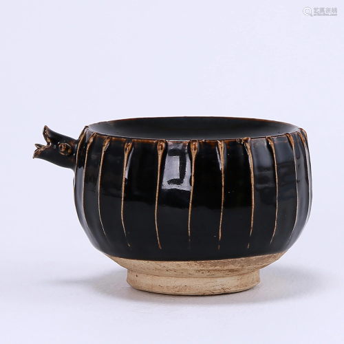 Cizhou kiln black glaze line inkstone