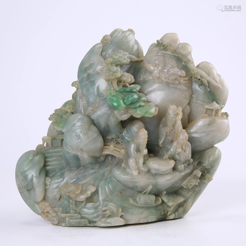 Emerald ingeniously carved landscape figures