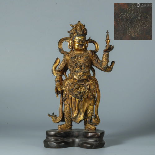Qing Dynasty Gilt Bronze Broad Eye Statue of the
