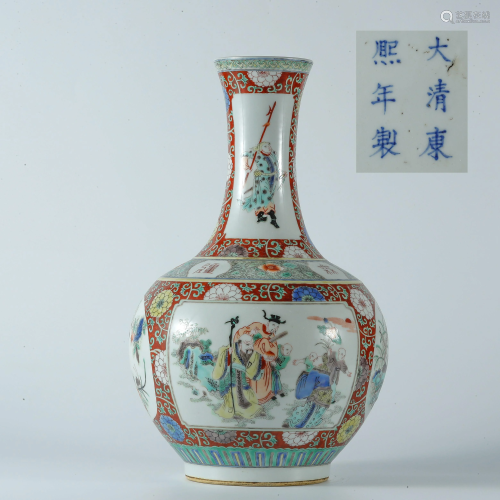 Qing Dynasty Colorful celestial bottle with window