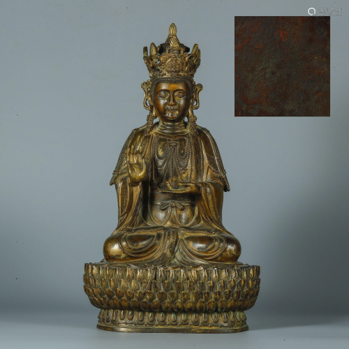Qing Dynasty Bronze and gold Guanyin statue