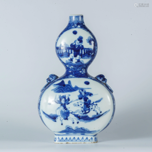 Qing Dynasty blue and white character story pattern