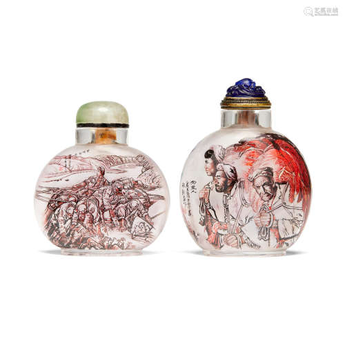 Two contemporary inside-painted glass snuff bottles  Liu Wenxi, 2006 Cuilian, 2019