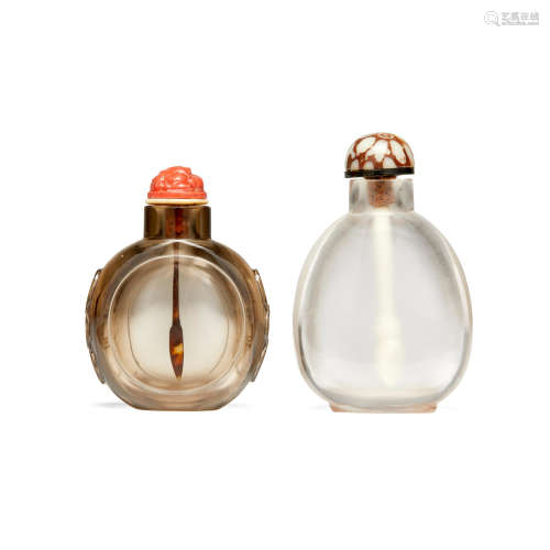 Two rock crystal snuff bottles  1800-1900
