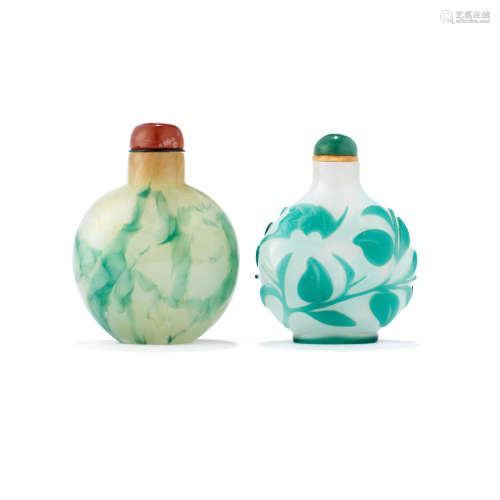 Two glass snuff bottles  1780-1880