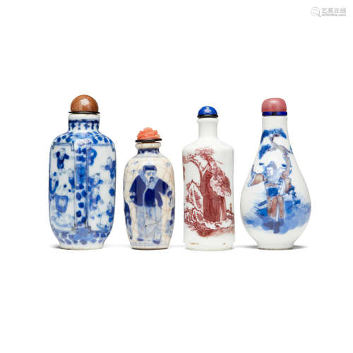 Four porcelain snuff bottles  19th century