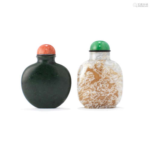 Two hardstone snuff bottles  1780-1850