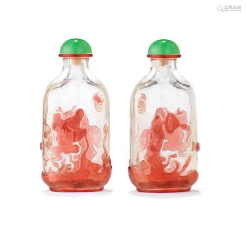 A red overlay clear glass snuff bottle  1820-1880