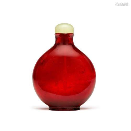A RED GLASS SNUFF BOTTLE  Probably Imperial, attributed to the Palace Workshops, Beijing, 1770-1820