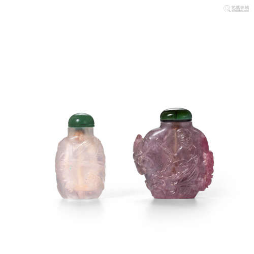 Two quartz snuff bottles   1860-1950
