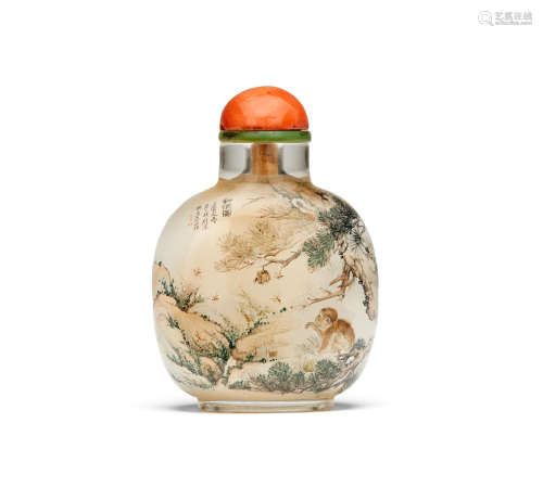 An inside-painted glass snuff bottle  Wang Xisan, 1963