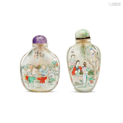 Two inside-painted rock crystal snuff bottles  Ye Family Studio, 1923 and 1926
