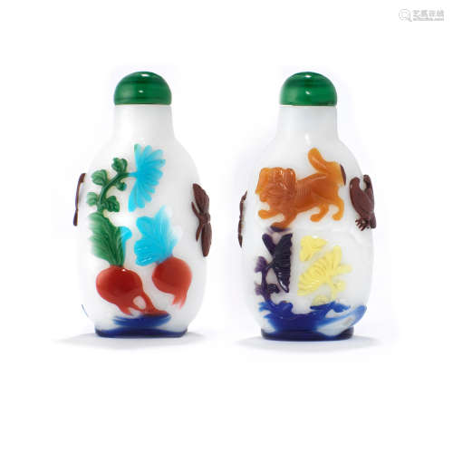 An eight-color overly white glass snuff bottle  1800-1870
