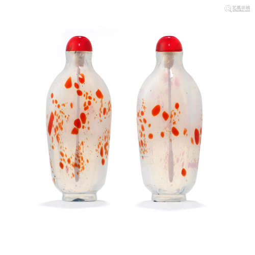 An orange-splashed glass snuff bottle  1750-1800