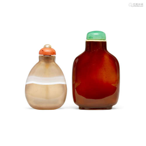 Two agate snuff bottles  1750-1850