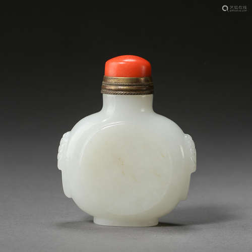 ANCIENT CHINESE HETIAN JADE SNUFF BOTTLE