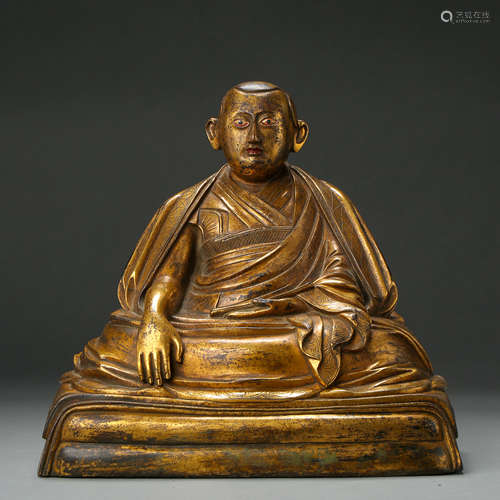 ANCIENT TIBETAN GILT BRONZE BUDDHA STATUE