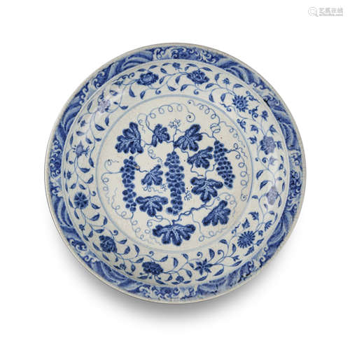 ANCIENT CHINESE BLUE AND WHITE PORCELAIN PLATE