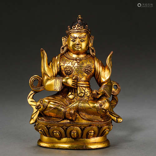 ANCIENT CHINESE GILT BRONZE BUDDHA STATUE