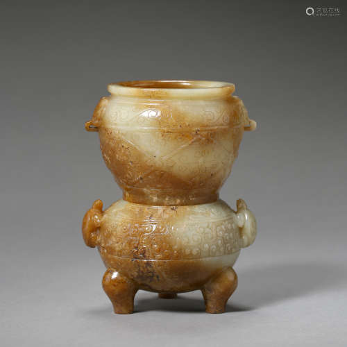 ANCIENT CHINESE HETIAN JADE TRIPOD DING