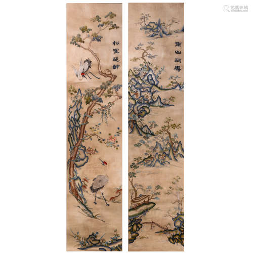 CHINESE ANCIENT EMBROIDERY STRIP SCREEN