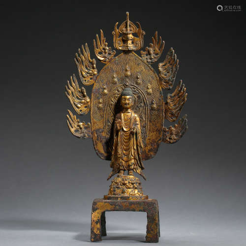 ANCIENT CHINESE GILT BRONZE BUDDHA STATUE