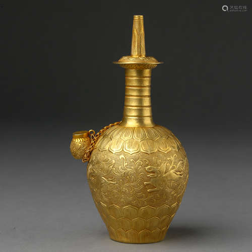 CHINESE TANG DYNASTY PURE GOLD BOTTLE