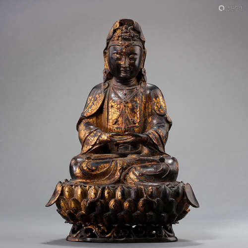 ANCIENT CHINESE GILT BRONZE BUDDHA STATUE