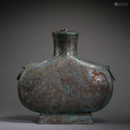 ANCIENT CHINESE BRONZE FLAT BOTTLE
