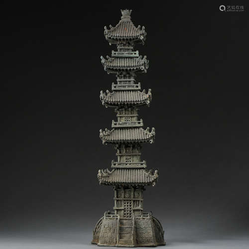 ANCIENT CHINESE BRONZE STUPA