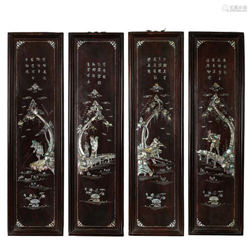 FOUR CHINESE MOTHER-OF-PEARL SCREENS