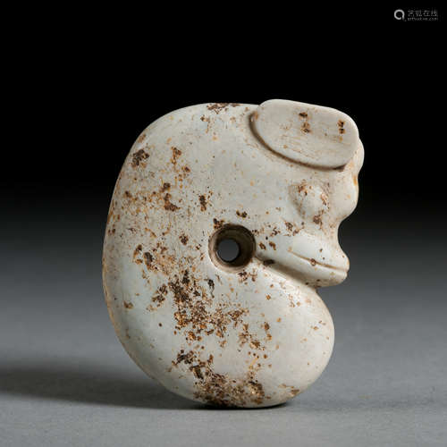 CHINESE RED MOUNTAIN CULTURE,WHITE JADE PIG DRAGON