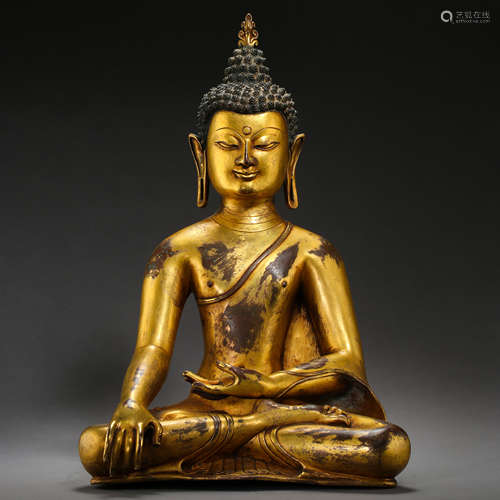 ANCIENT TIBETAN GILT BRONZE BUDDHA STATUE