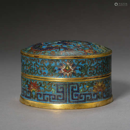 ANCIENT CHINESE CLOISONNE POWDER BOX