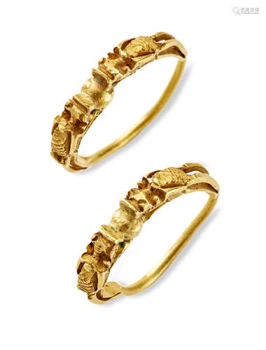 A pair of gold earrings，erqian Late Ming/early Qing dynasty