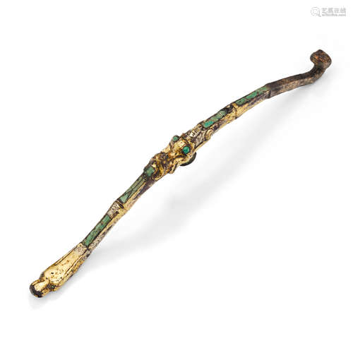 An inlaid gilt bronze belt hook Warring States period