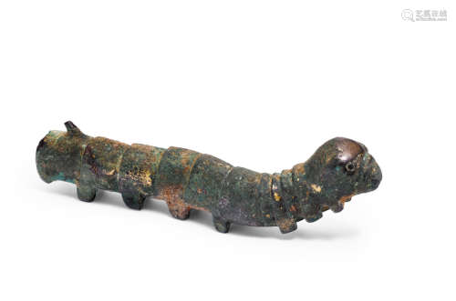 A rare gilt bronze model of a silkworm Han dynasty