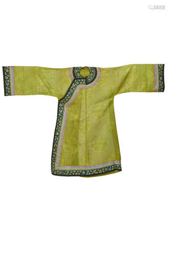 AN OLIVE GREEN SILK GAUZE WOMAN'S ROBE 19th century